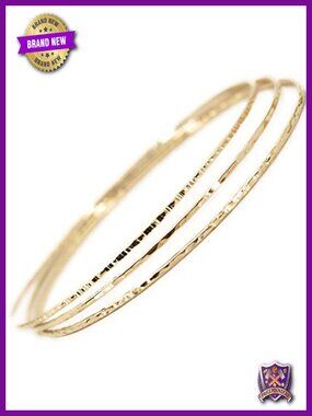 14k Gold Filled Bangle Set of 3 Hammered Slip On Handmade